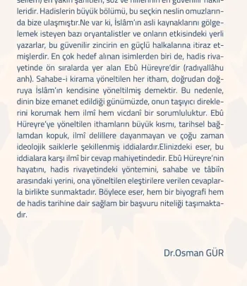 HADİS ARAŞTIRMALARI-I Hadis Hafızı Ebû Hureyre